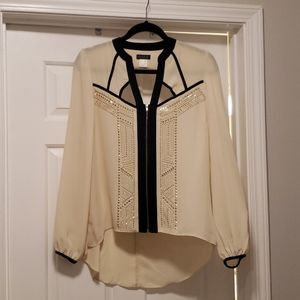Gold Beaded Chiffon VENUS Blouse with Front Zipper